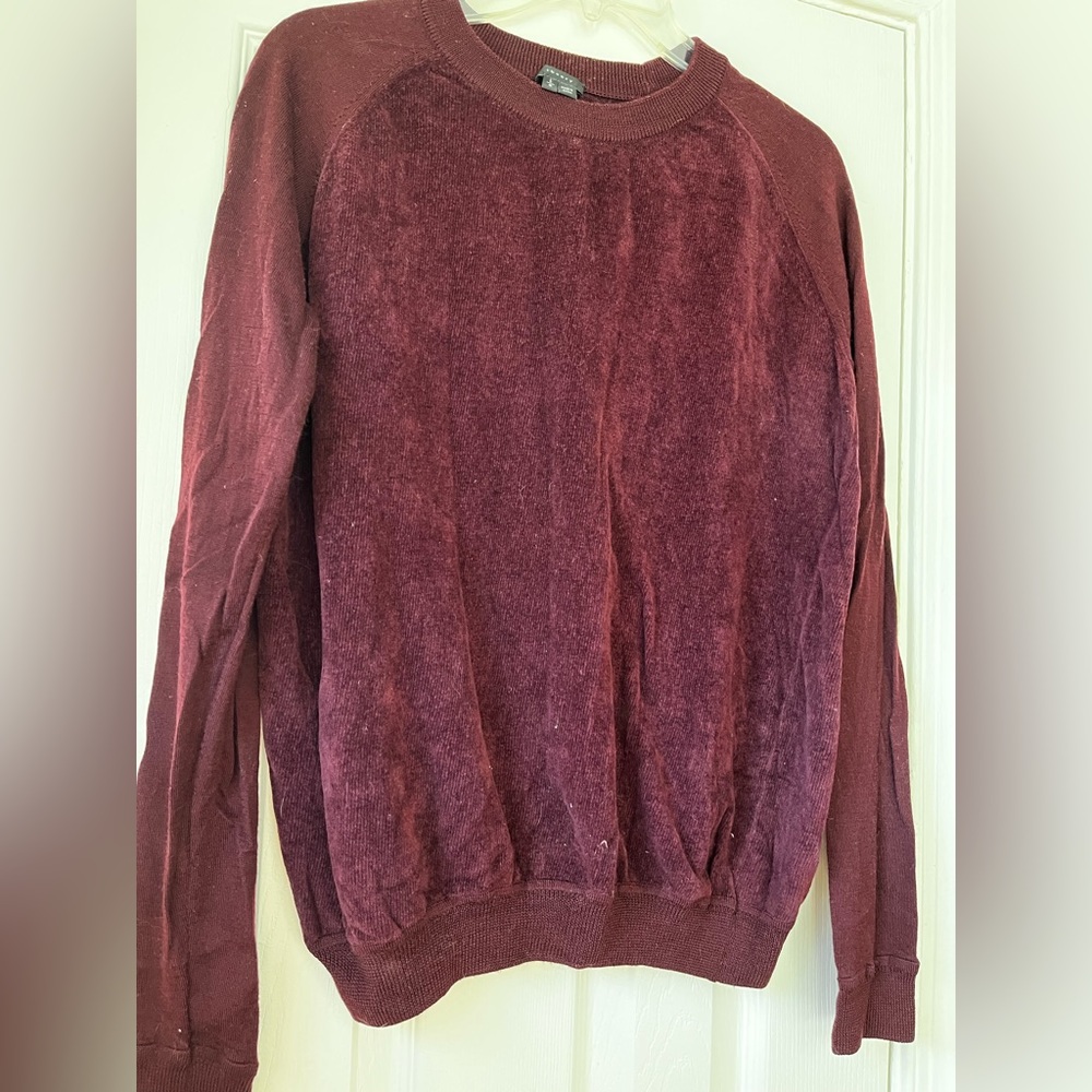 Theory Velour Sweater Size Large, Wine/burgundy